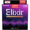 Struny ELIXIR NanoWeb Phosphor Bronze (11-52) 3pck